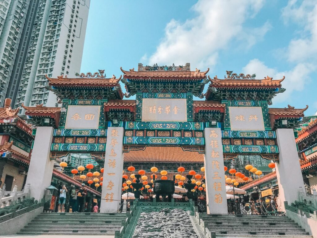 Lanterns Hanging on Concrete Building